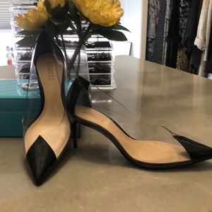 Schutz patent leather black and vinyl pump